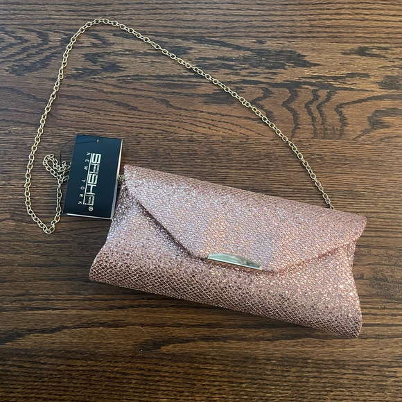 Pochette De Soirée Rose Pailletée KATE LANDRY - Chaîne Corps/shoulder Strap